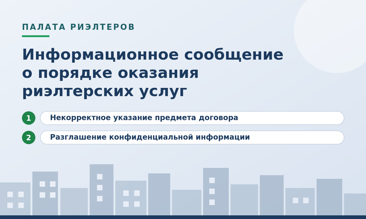 Новость Информационное сообщение о порядке оказания риэлтерских услуг